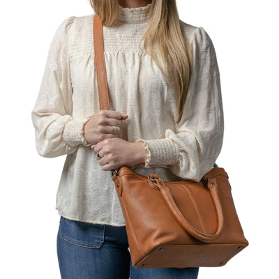 Concealed Carry Sadie Leather Satchel by Lady Conceal - Lady Conceal - designer purses - black designer purse - designer purse brands - designer backpack purse - designer purse sale - womens designer purse sale - designer purses black friday sale - black and white designer purse - black crossbody purse designer - black owned purse designers - woman designer purse - designer purses for women