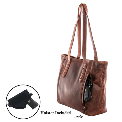 Concealed Carry Norah Large Leather Tote - Lady Conceal - Concealed Carry Purse 