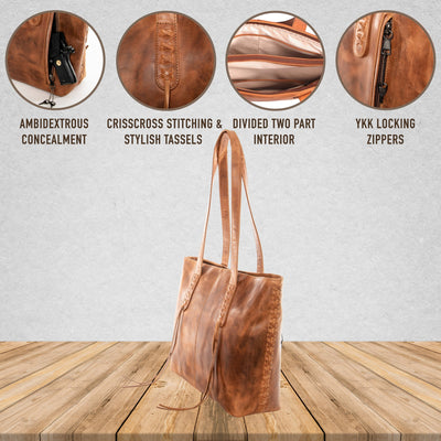 Concealed Carry Norah Large Leather Tote - Lady Conceal - Concealed Carry Purse 