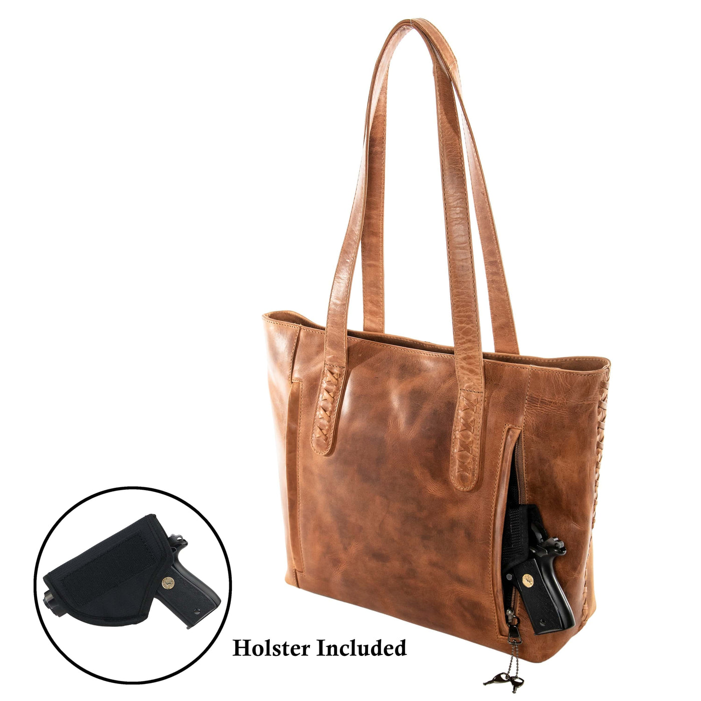 Lady Conceal Peyton Leather Concealed Carry Tote Bag