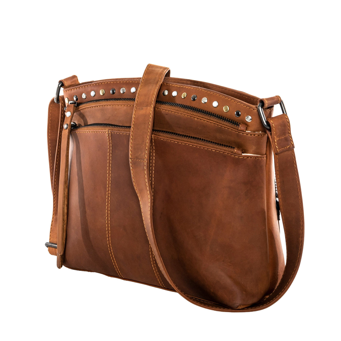 Concealed Carry Brynn Arched Leather Crossbody Bag - Lady Conceal - Concealed Carry Purse - Lady Conceal - conceal and cary purse for women - tactical pistol bag -  Locking Conceal and Carry Purse with Universal Holster for Handguns