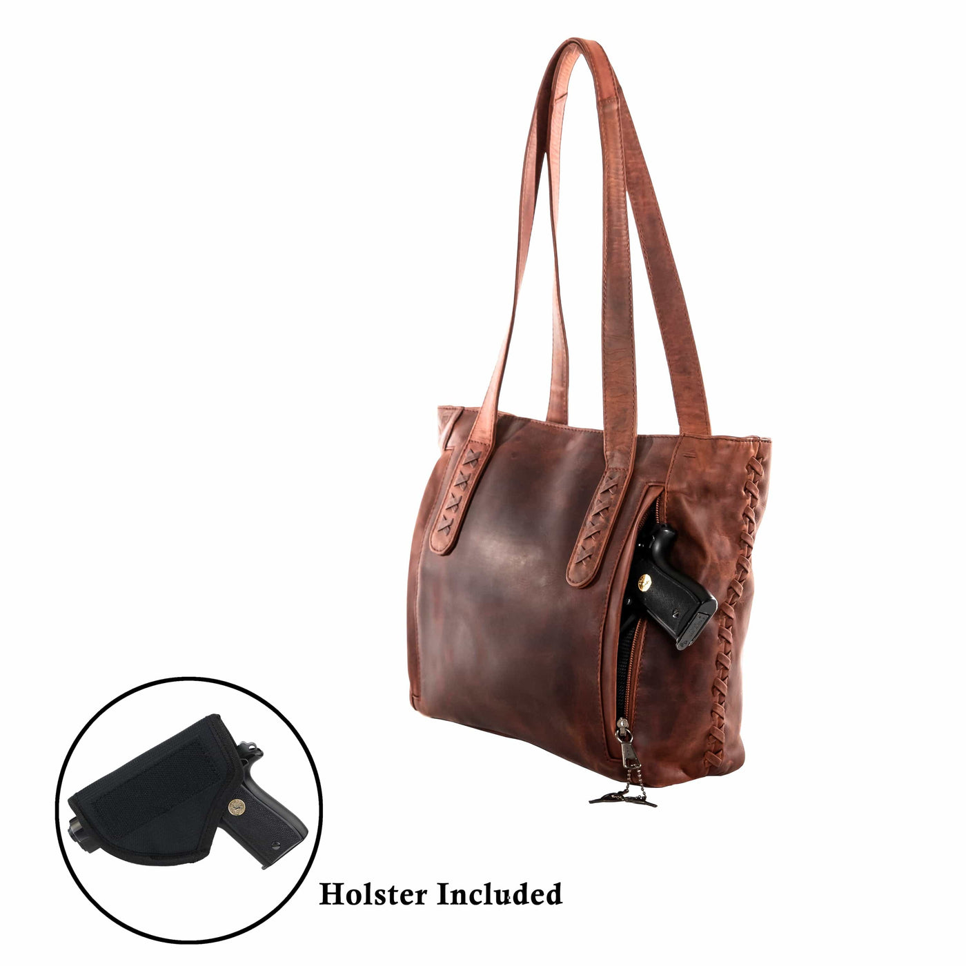 Concealed Carry Reagan Medium Leather Tote - Lady Conceal - Purse 