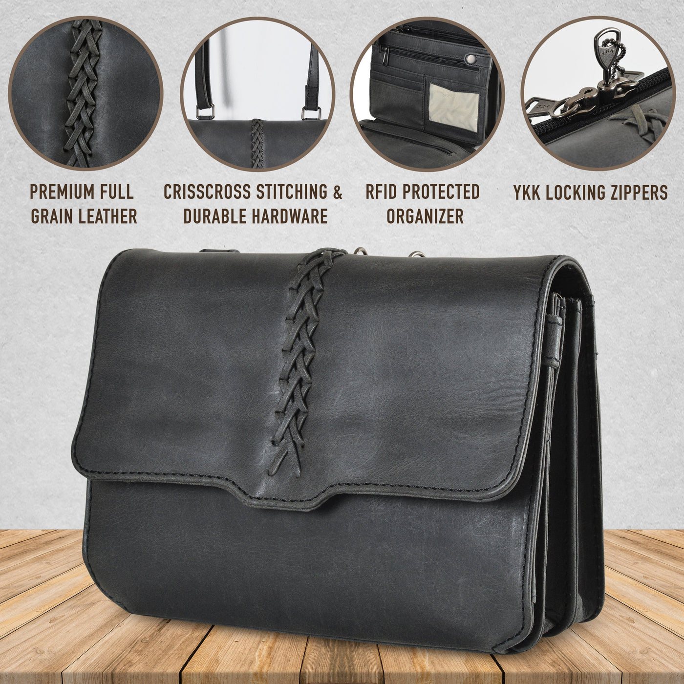 Concealed Carry Jolene Leather Crossbody Organizer - Lady Conceal - Concealed Carry Purse - Lady Conceal