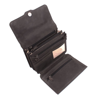 Concealed Carry Jolene Leather Crossbody Organizer Black