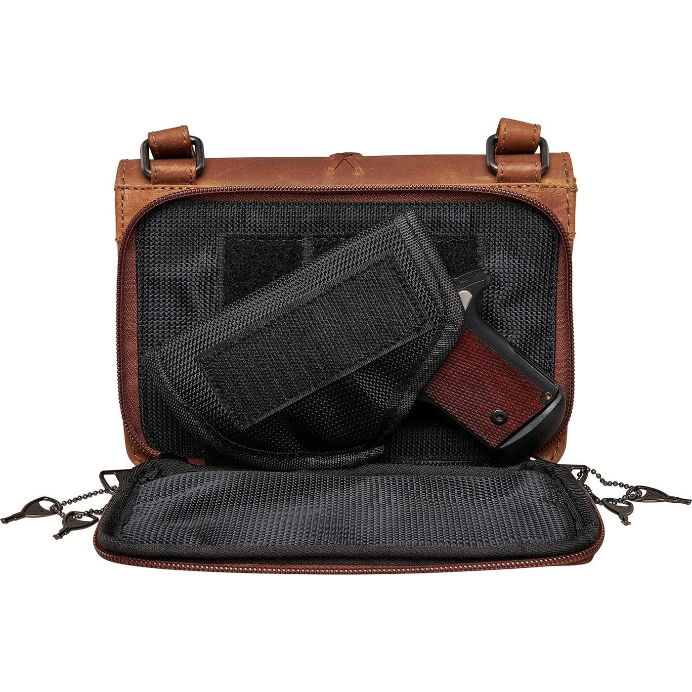 Concealed Carry Jolene Leather Crossbody Organizer Brown