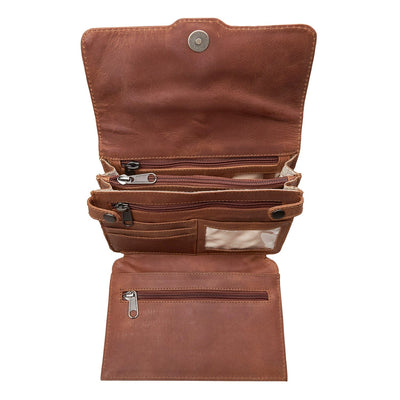 Concealed Carry Jolene Leather Crossbody Organizer Brown