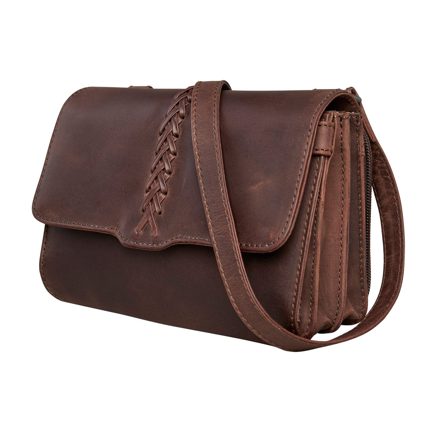 Concealed Carry Jolene Leather Crossbody Organizer Brown