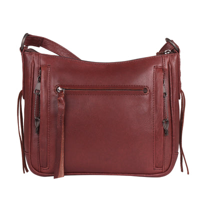 Concealed Carry Callie Leather Crossbody - YKK Locking Bag Red with Universal Holster for Pistol and Guns