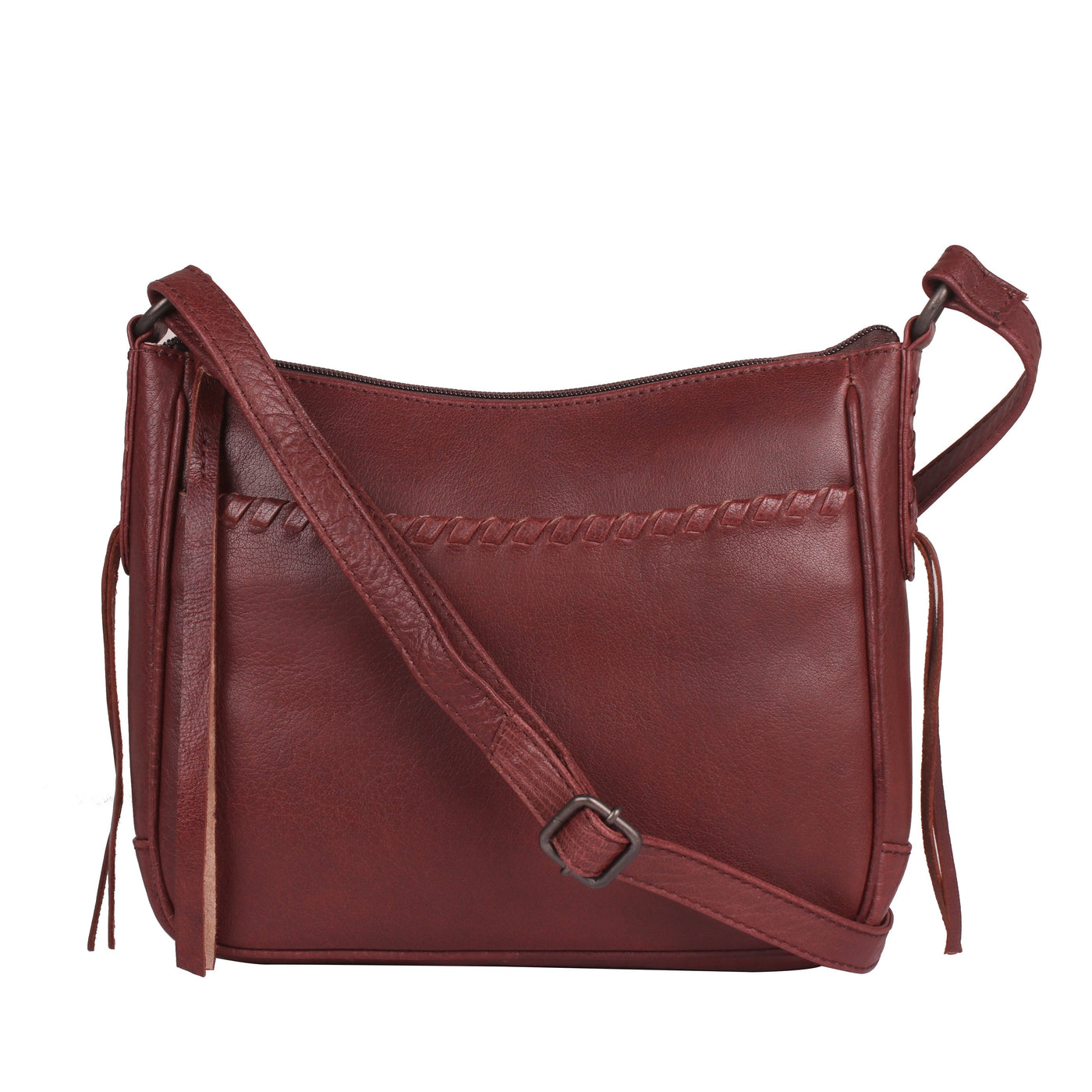 Concealed Carry Callie Leather Crossbody - YKK Locking Bag Red with Universal Holster for Pistol and Guns