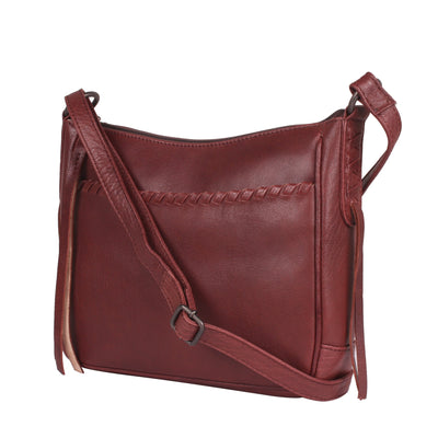 Concealed Carry Callie Leather Crossbody - YKK Locking Bag Red with Universal Holster for Pistol and Guns