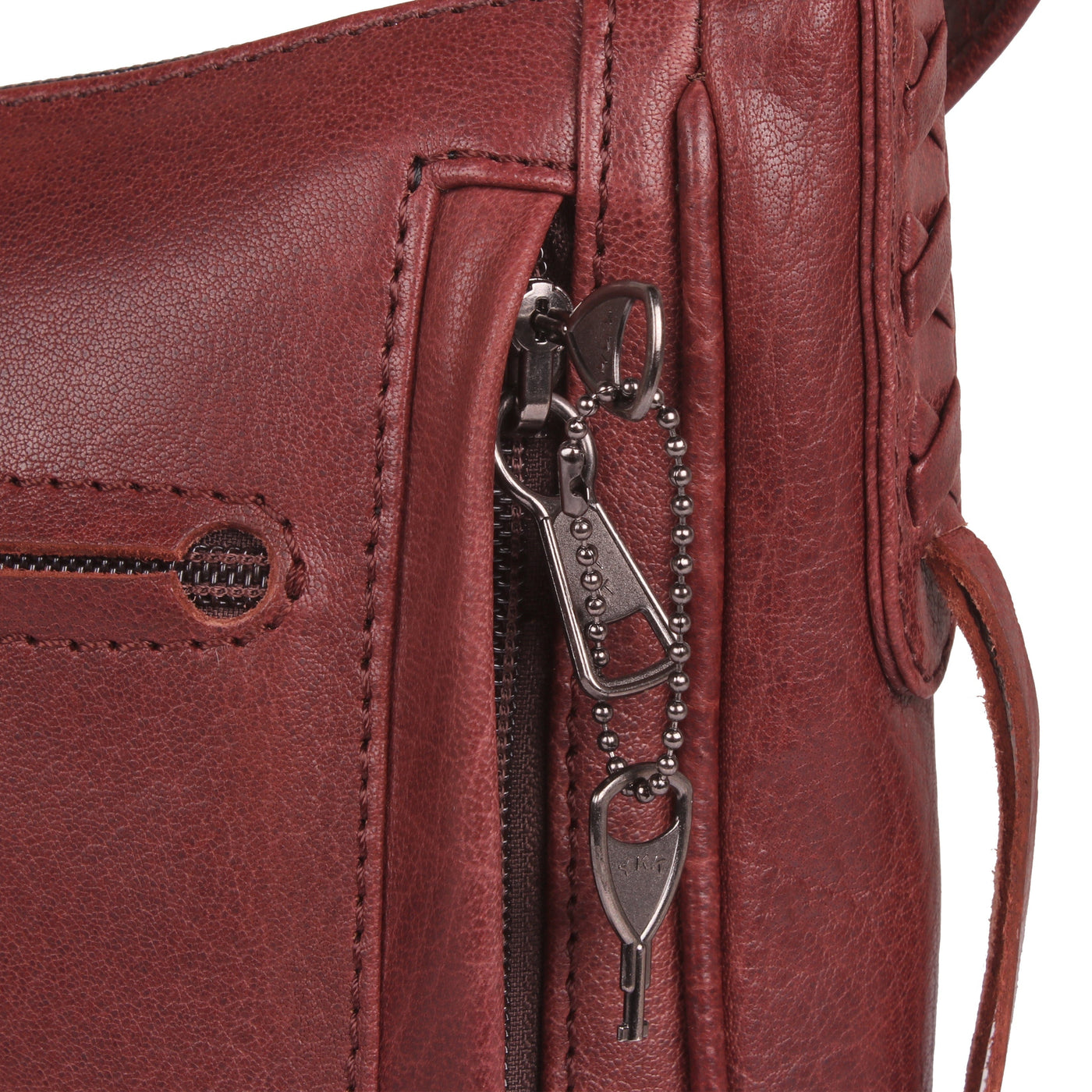 Concealed Carry Callie Leather Crossbody - YKK Locking Bag Red with Universal Holster for Pistol and Guns