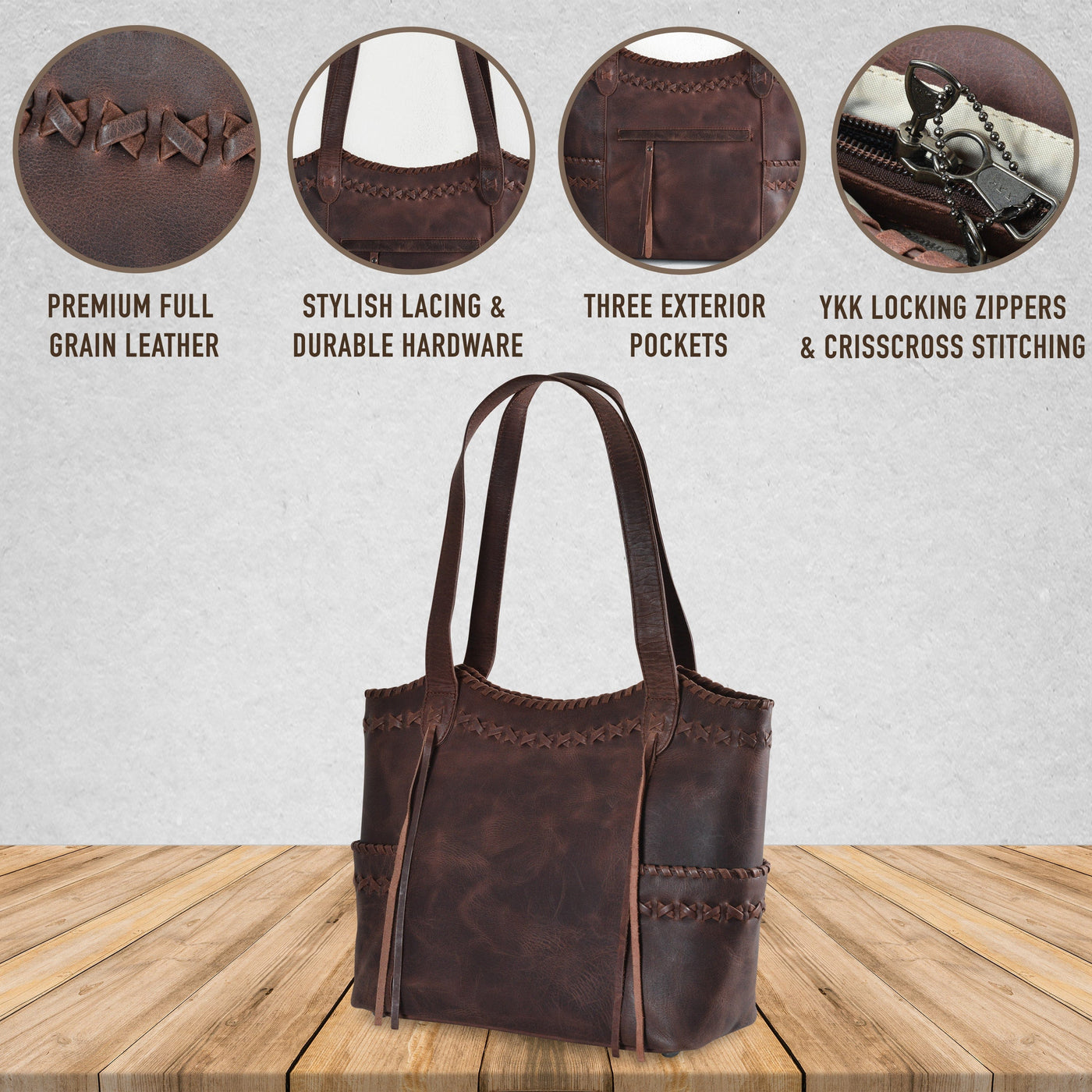 Concealed Carry Kendall Leather Tote - Lady Conceal - Concealed Carry Purse - Lady Conceal Brown