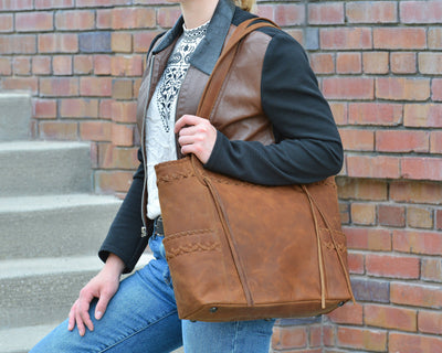 Concealed Carry Kendall Leather Tote - Lady Conceal - Concealed Carry Purse - Lady Conceal Brown