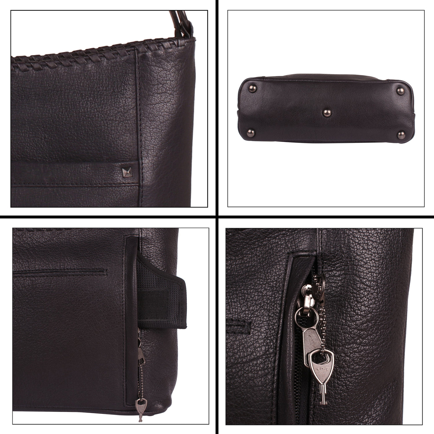 Concealed Carry Juliana Leather Hobo - Lady Conceal - Concealed Carry Purse - Lady Conceal Black