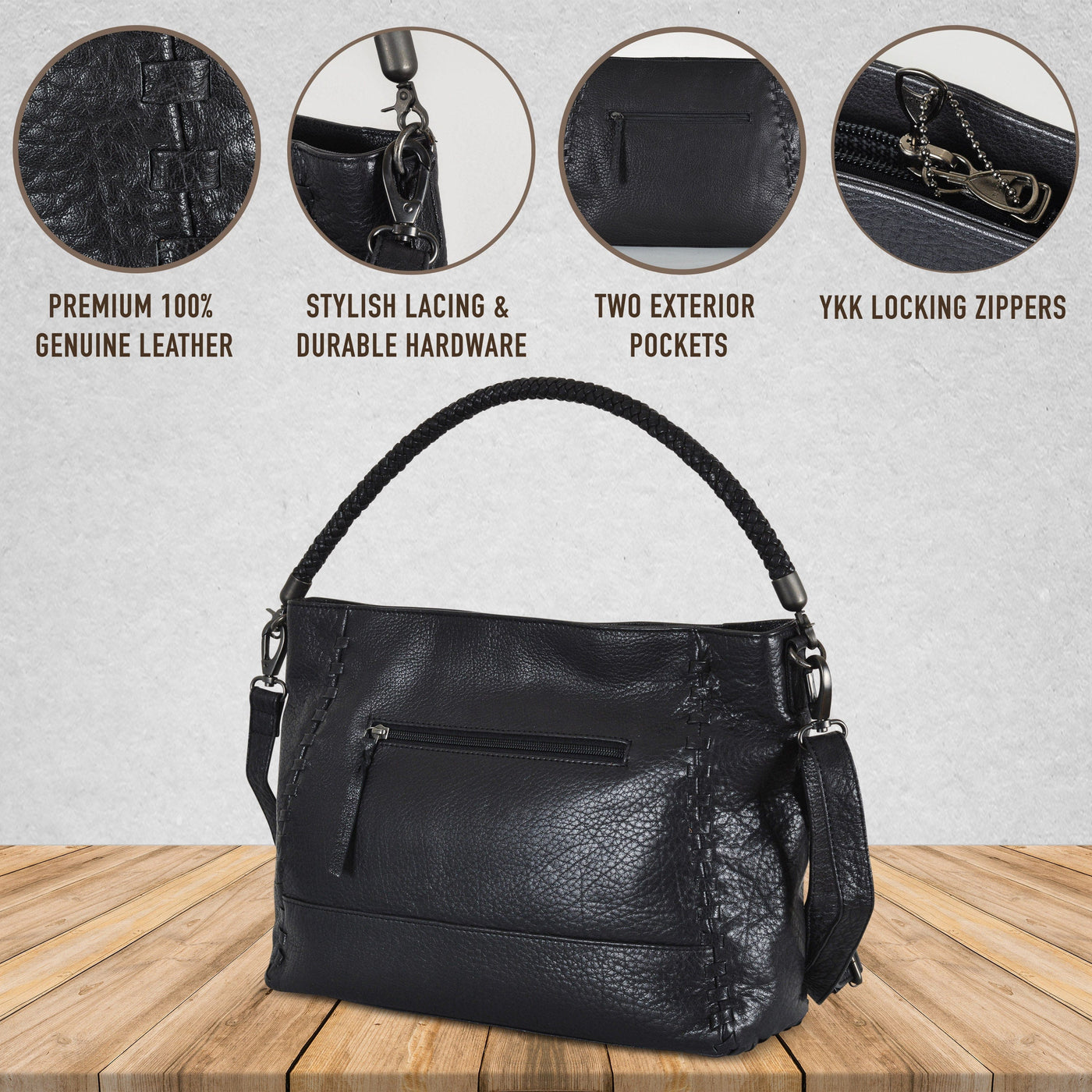 Concealed Carry Lacey Leather Tote - Lady Conceal - Concealed Carry Purse - Lady Conceal Black