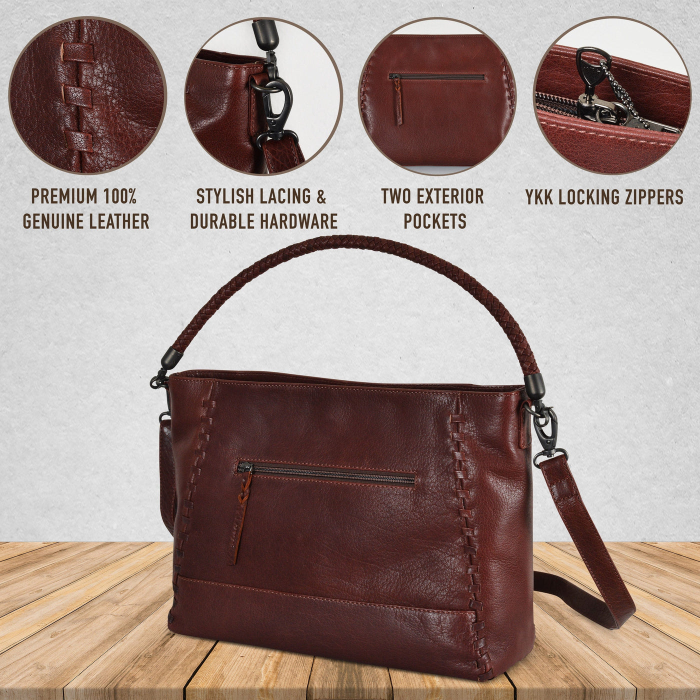 Concealed Carry Lacey Leather Tote - Lady Conceal - Concealed Carry Purse - Lady Conceal Brown