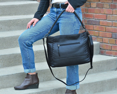 Concealed Carry Lacey Leather Tote - Lady Conceal - Concealed Carry Purse - Lady Conceal Black