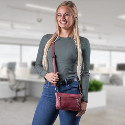 Concealed Carry Amelia leather crossbody bag - Locking Gun Bag - Conceal Carry for Women - Pistol Bag 