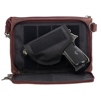 The Concealed Carry Natasha Crossbody - Locking zippers and universal holster - Leather Crossbody pistol bag - Tactical womans purse for pistol - Concealed Carry Purse - most popular crossbody bag - crossbody handgun bag - crossbody bags for everyday use - Lady Conceal - Unique Hide Purse - Locking YKK Purse - Fanny Pack for Gun and Pistol - Easy CCW - Fast Draw Bag - Secure Gun Bag