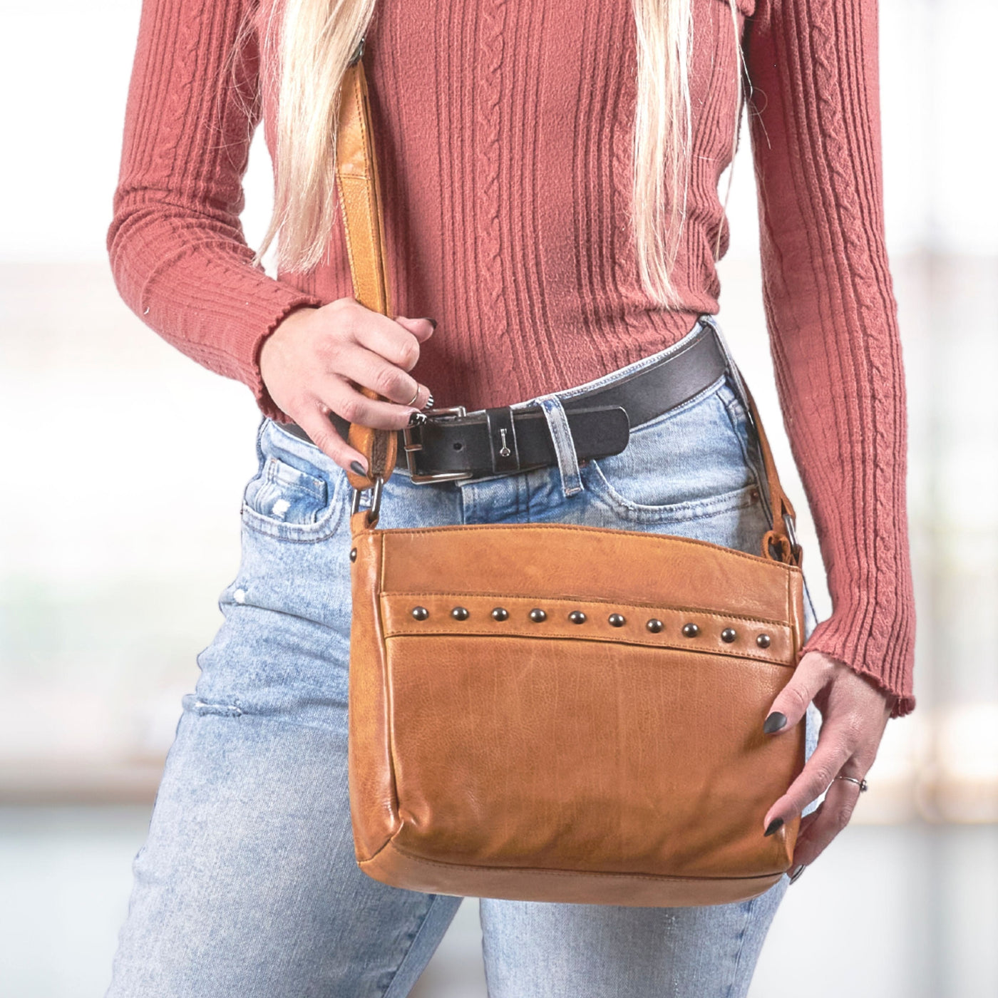 Conceal carry autumn crossbody bag by Lady Conceal - Locking YKK Conceal Carry Purse - Gun Purse - Bag for Gun with Locking Zippers - CCW bags - Purse for Pistol