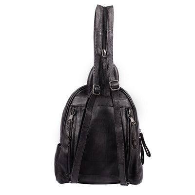 Concealed Carry RFID Daisy Leather Backpack -  Locking Concealment Bag for Pistol -  Outdoors Gun Bag -  Women's Conceal Carry Purse for Firearm -  Women Gun Users -  gun carrier backpack -  best gun carrying backpack-  best gun carry backpack -  Pistol and Firearm Bag -  Western Hide Backpack -  Boho Stylish Backpack for Women -  Universal Holster Bag -  Marley Unisex Backpack - Women's Concealed Carry Bagpack -  premium leather backpack