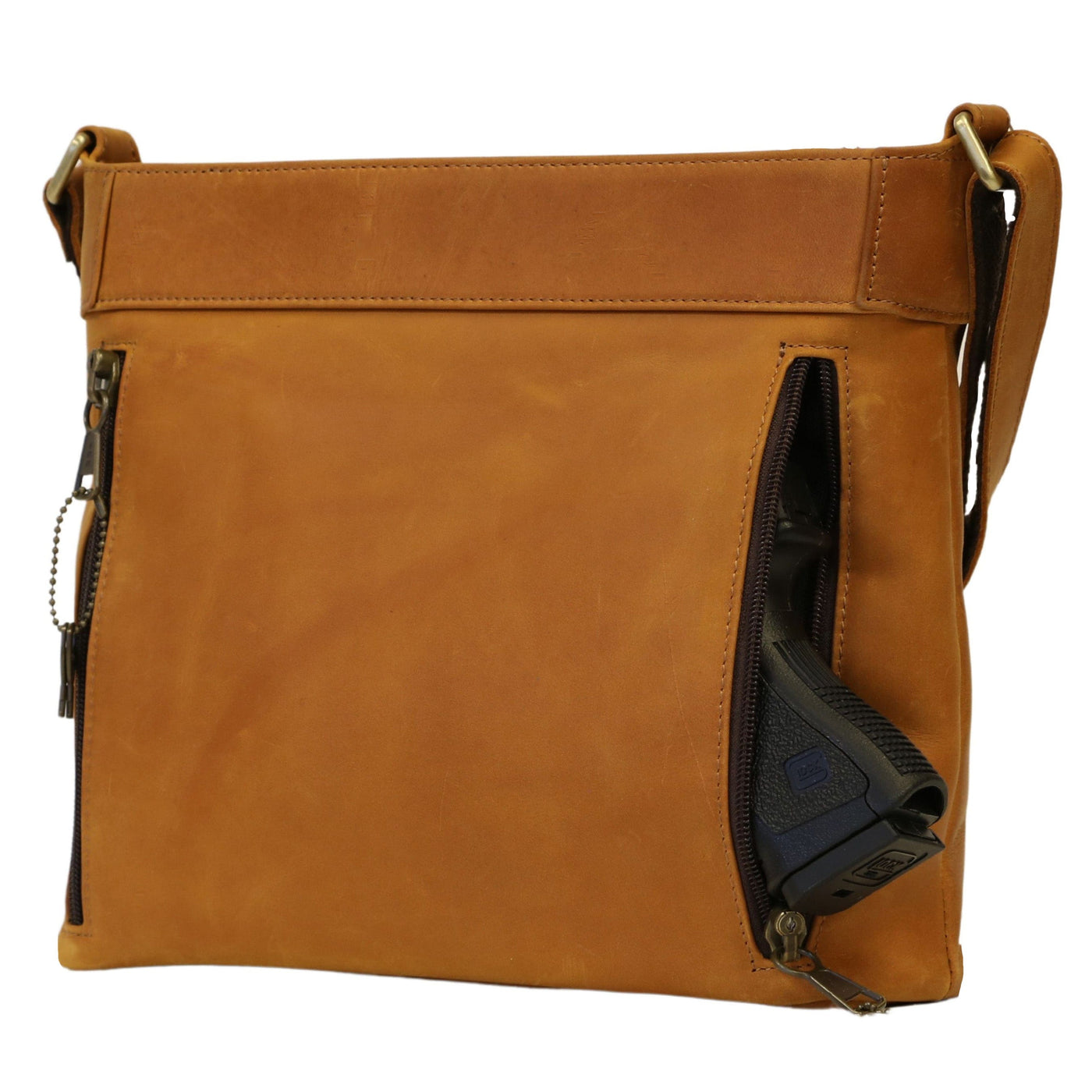 Concealed Carry Delaney Leather Crossbody -  Locking Crossbody for Pistol -  Designer Concealment Crossbody bag-   Discreet Conceal and Carry Crossbody for Women -  Designer Leather Crossbody CCW Bag -   Locking Conceal and Carry Purse with Universal Holster for Handguns - Best Crossbody for Concealed Carry