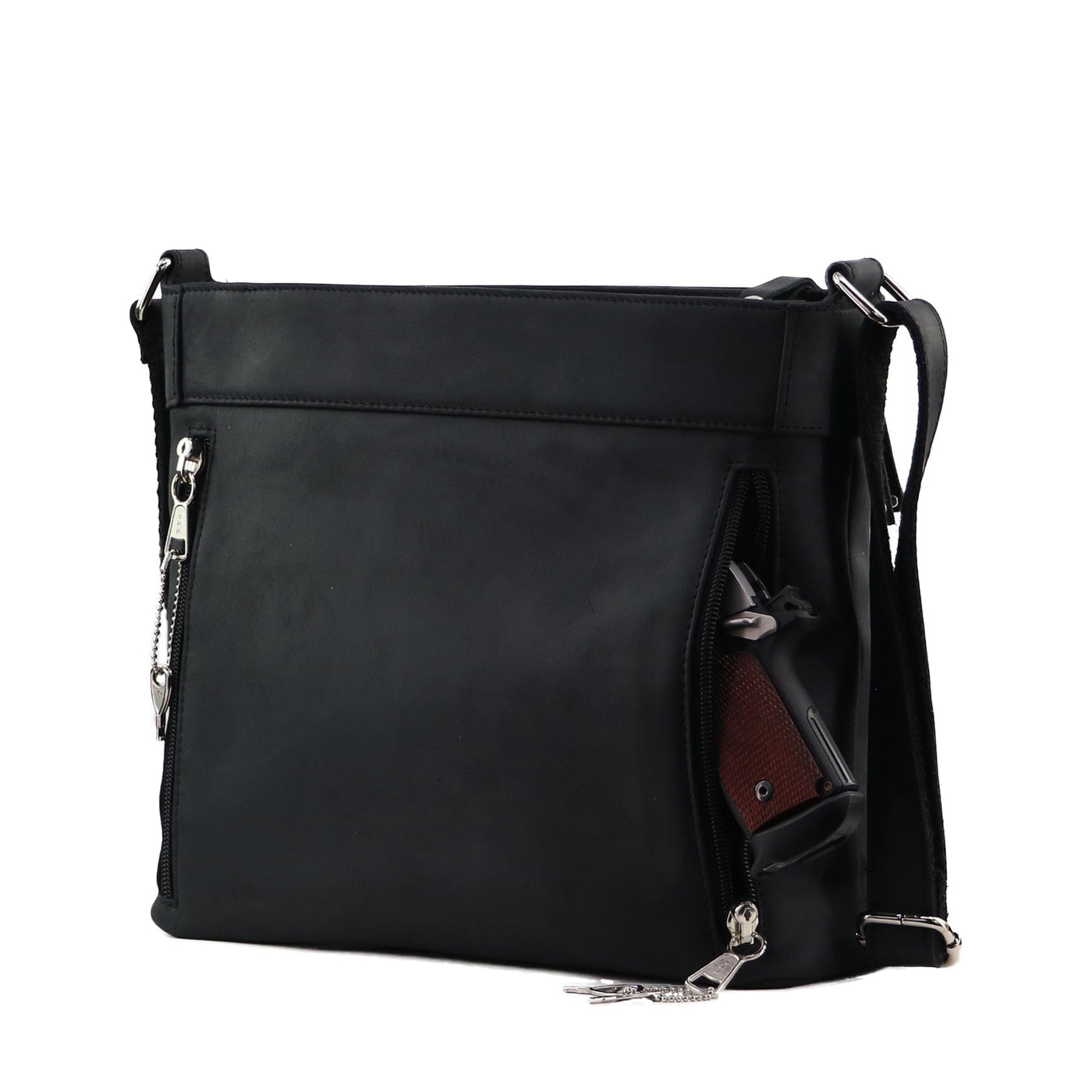 Concealed Carry Delaney Leather Crossbody -  Locking Crossbody for Pistol -  Designer Concealment Crossbody bag-   Discreet Conceal and Carry Crossbody for Women -  Designer Leather Crossbody CCW Bag -   Locking Conceal and Carry Purse with Universal Holster for Handguns - Best Crossbody for Concealed Carry