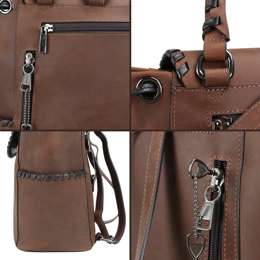 concealed carry genuine leather backpack women Allie leather Backpack Black