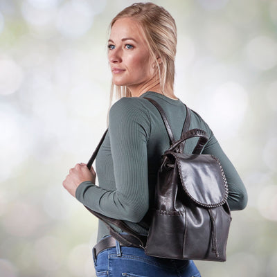 Concealed Carry Allie leather Backpack Black - Women's Concealed Carry Purse