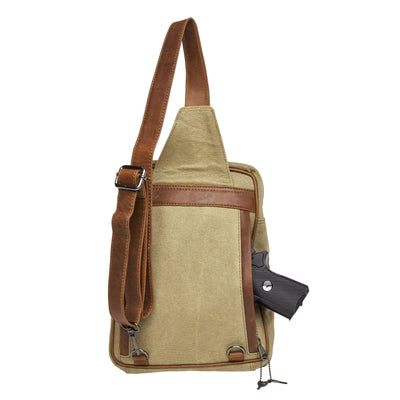 Concealed Carry Unisex Kennedy Canvas Sling Backpack with Locking Zippers YKK