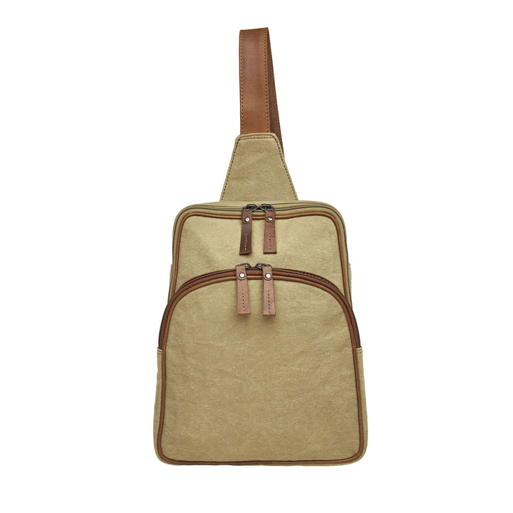 Concealed Carry Unisex Kennedy Canvas Sling Backpack Khaki