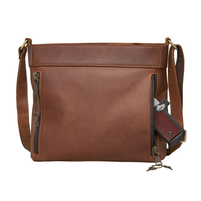 Concealed Carry Delaney Leather Crossbody - Locking Crossbody for Pistol - Designer Concealment Crossbody bag- Discreet Conceal and Carry Crossbody for Women - Designer Leather Crossbody CCW Bag - Locking Conceal and Carry Purse with Universal Holster for Handguns - Best Crossbody for Concealed Carry