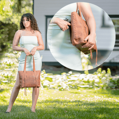 Concealed Carry Reagan Medium Leather Tote - Lady Conceal - Purse 