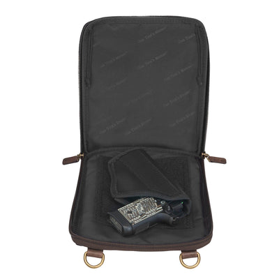 Concealed Carry Distressed Buffalo RFID Shoulder Pouch by GTM Original CZY-99