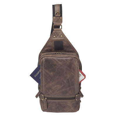 Concealed Carry Distressed Buffalo Sling Backpack by GTM Original