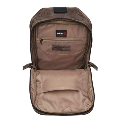 Concealed Carry Distressed Buffalo Sling Backpack by GTM Original