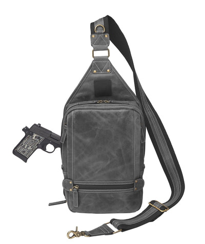 Concealed Carry Distressed Buffalo Sling Backpack by GTM Original