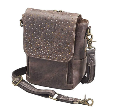 Concealed Carry Distressed Buffalo Leather Crossbody Satchel by GTM Original