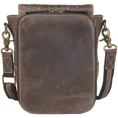 Concealed Carry Distressed Buffalo Leather Crossbody Satchel by GTM Original