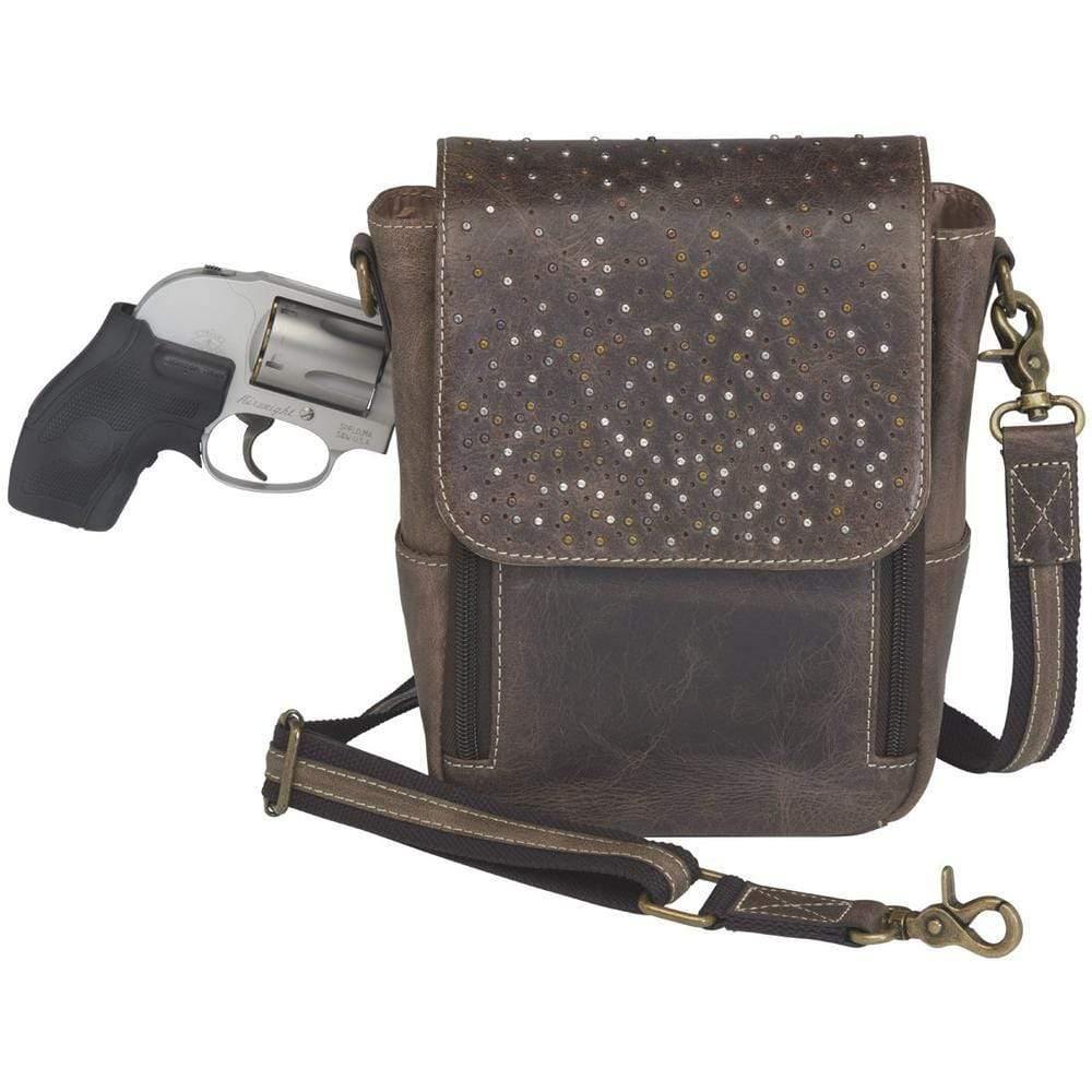 Concealed Carry Distressed Buffalo Leather Crossbody Satchel by GTM Original