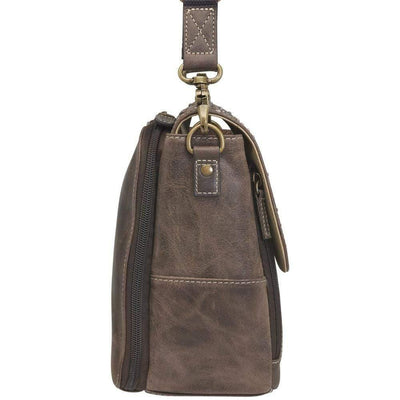 Concealed Carry Distressed Buffalo Leather Crossbody Satchel by GTM Original