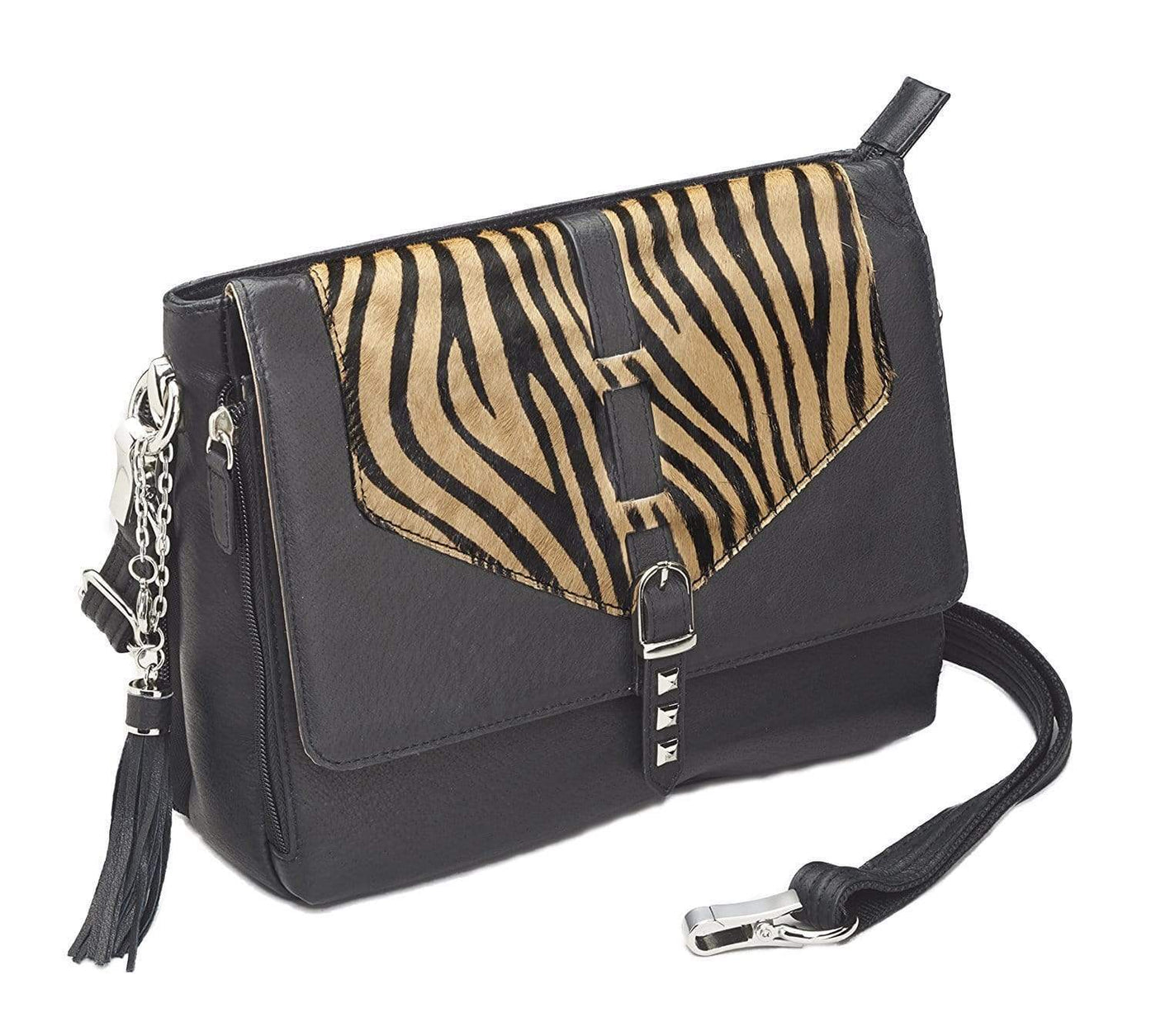 Gun Tote'n Mamas Concealed Carry Purse Black Concealed Carry Zebra Hair-On Shoulder Clutch