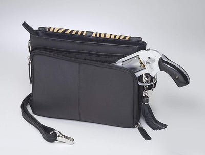 Gun Tote'n Mamas Concealed Carry Purse Black Concealed Carry Zebra Hair-On Shoulder Clutch