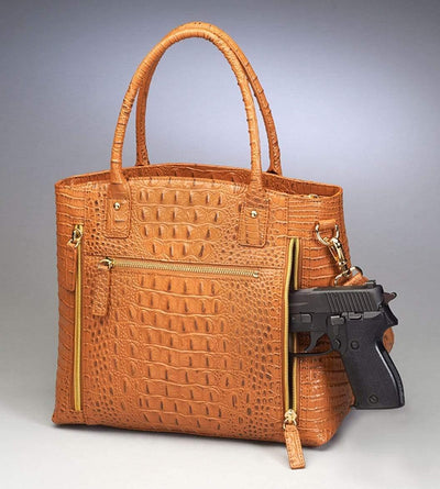 Gun Tote'n Mamas Concealed Carry Purse Concealed Carry Croco Debossed American Cowhide Tote Bag by Gun Tote'n Mamas - GTM-53