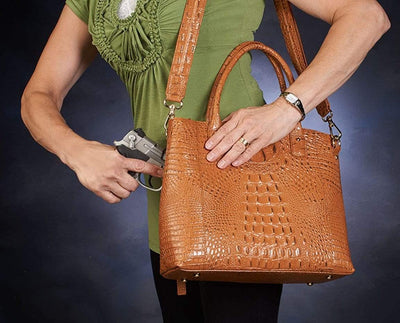 Gun Tote'n Mamas Concealed Carry Purse Concealed Carry Croco Debossed American Cowhide Tote Bag by Gun Tote'n Mamas - GTM-53