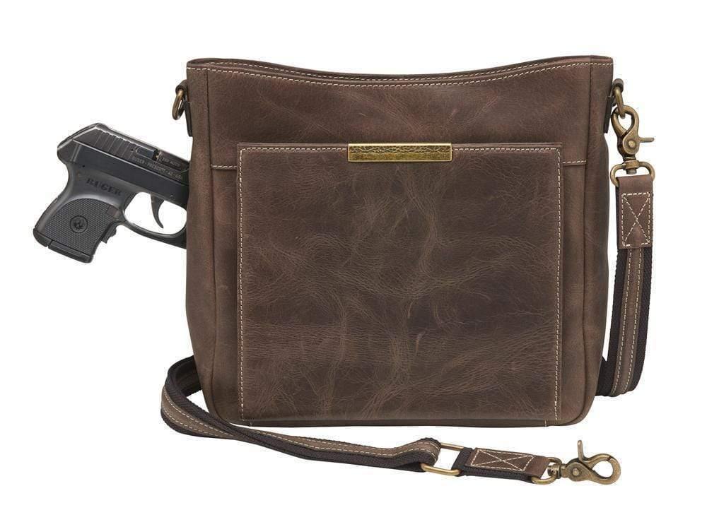 Gun Tote'n Mamas Concealed Carry Purse Brown Concealed Carry Distressed Buffalo Crossbody Organizer Bag by GTM Original