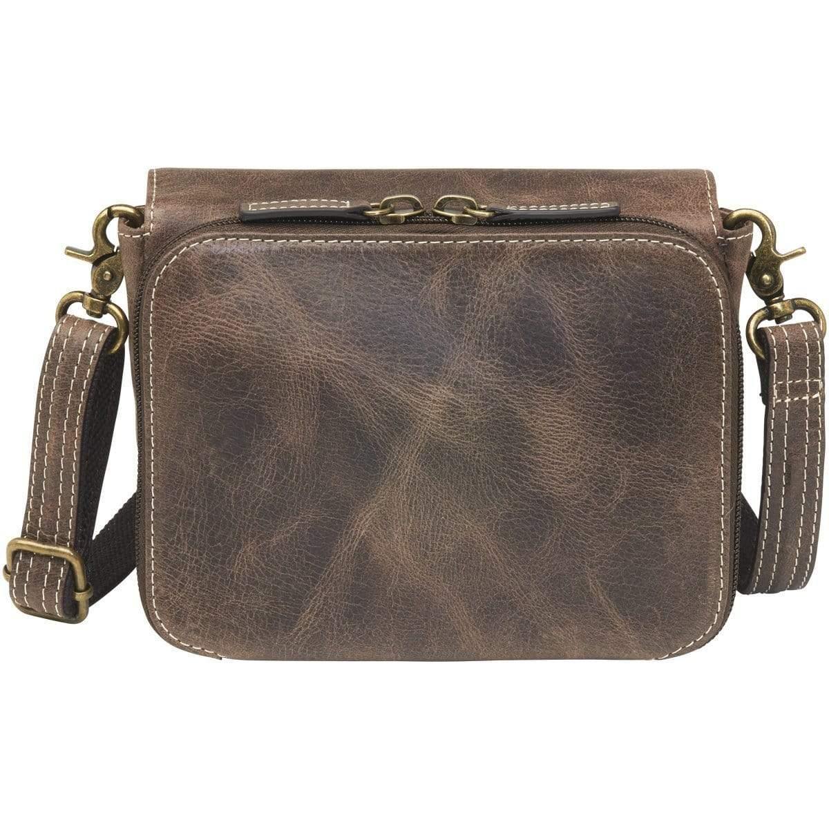 Concealed Carry Distressed Buffalo Leather Cross Body Organizer Purse by GTM Original