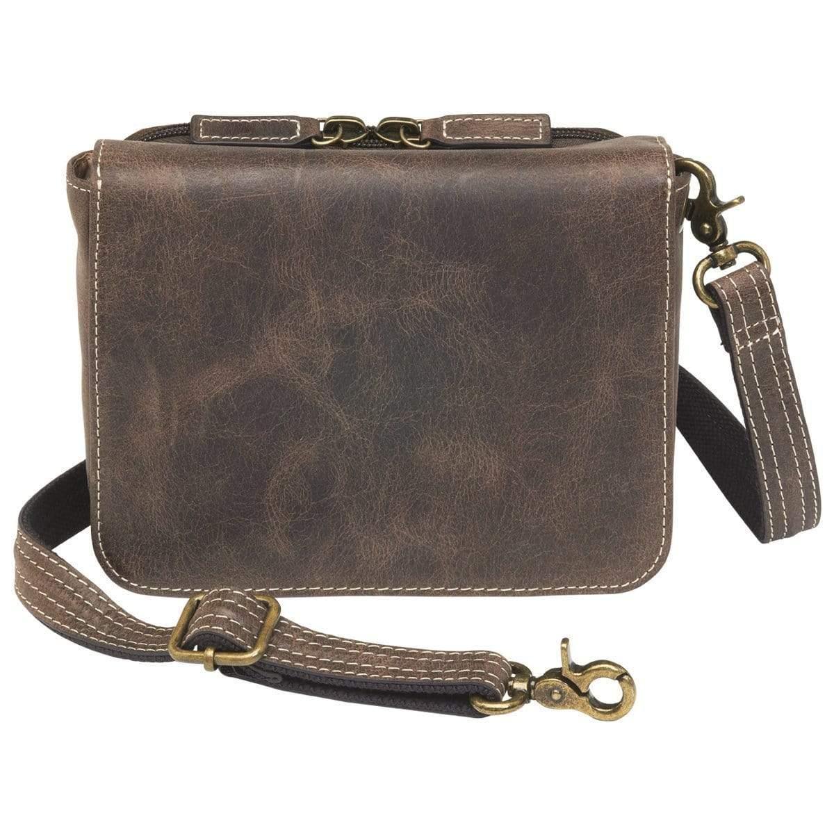 Concealed Carry Distressed Buffalo Leather Cross Body Organizer Purse by GTM Original