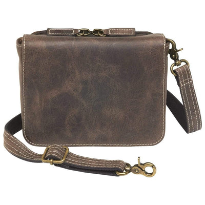 Concealed Carry Distressed Buffalo Leather Cross Body Organizer Purse by GTM Original