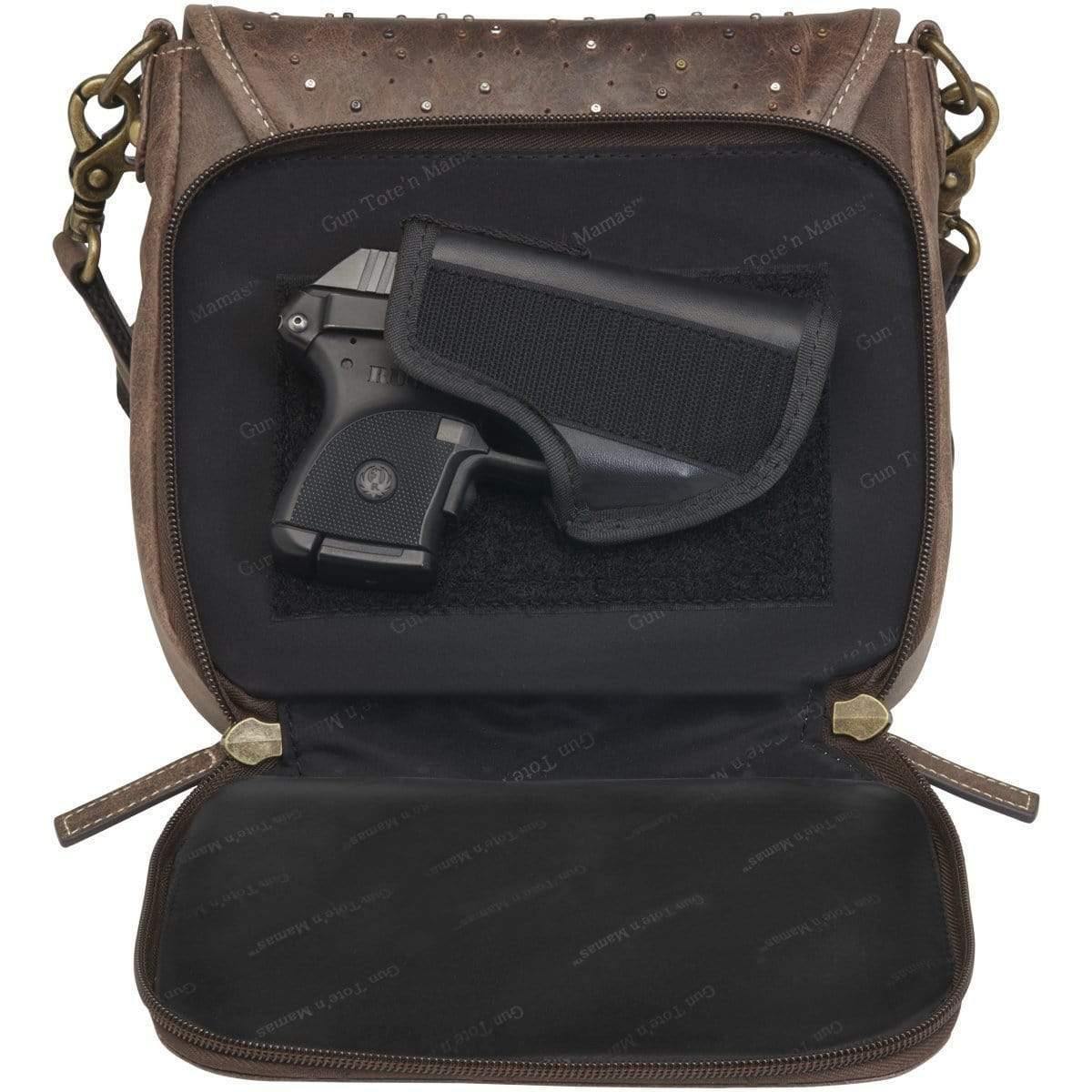 Concealed Carry Distressed Buffalo Leather Cross Body Organizer Purse by GTM Original